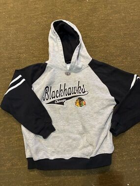 Chicago Blackhawks Kids Pullover Hoodie - Gray & Black